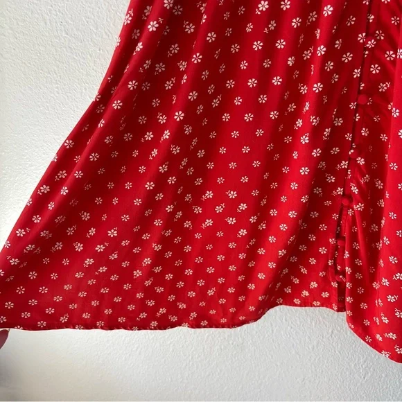 Madewell Women's Sophia Mini Dress Red Bandana Flower Floral Medium Puff Sleeve - Picture 9 of 13